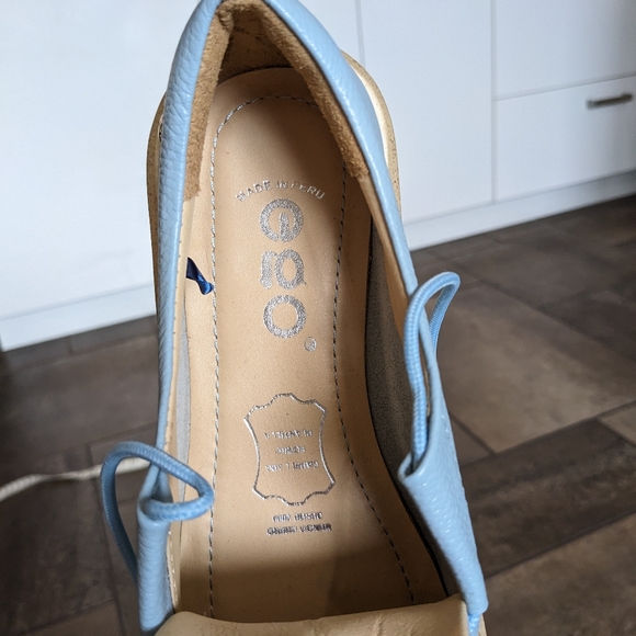 Made In Peru Ego Leather Platform Lace Up Sneaker Shoes Size 5.5/6 Blue - Picture 11 of 15